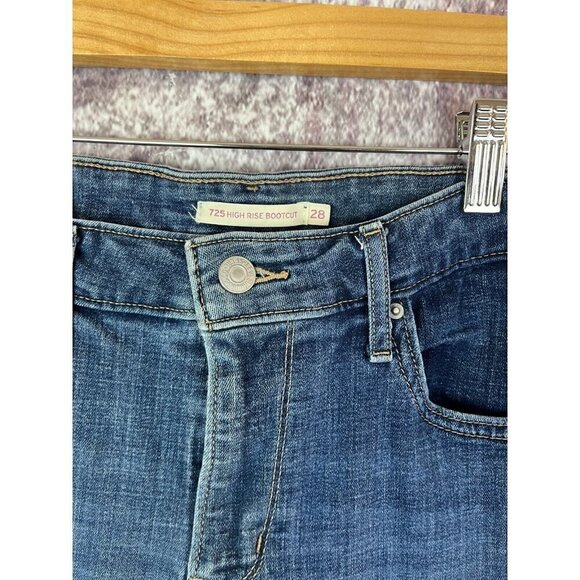 Levi's Jeans Women W28 L32 Blue 725 High Rise Bootcut Western Y2K 90s Boho Retro - Picture 4 of 15